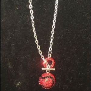 Red Crystal Baseball necklace